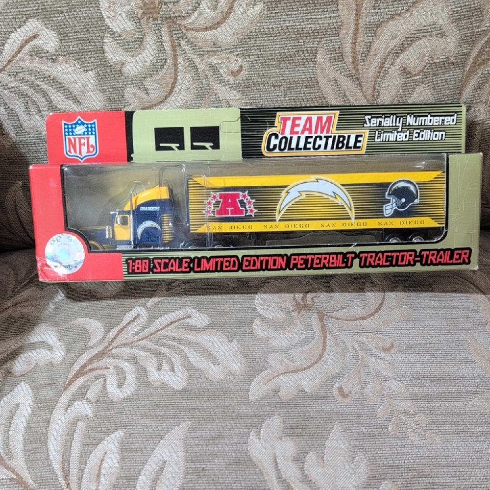 NFL Team Collectible Peterbilt Truck - Blue and Yellow. San Diego Chargers